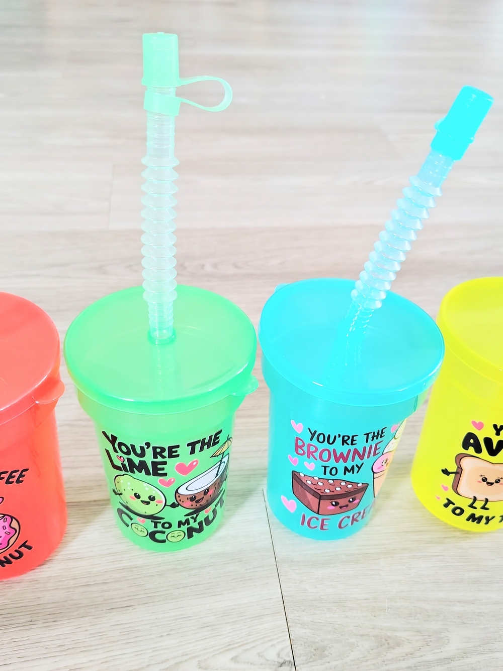 Cute Kids Cups with Lids and Straws - Set of Fun Drink Tumblers